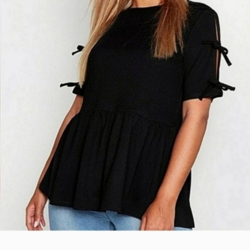 Boohoo Tie Sleeves Detail Smock Top 24